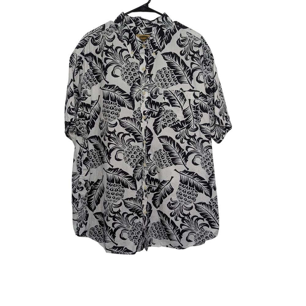 Men's The Foundry Supply Company Black & White Hawiian Shirt Size 2XL